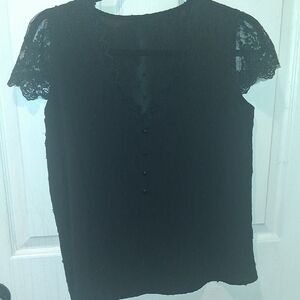 Elegant Black Lace Sleeve Top